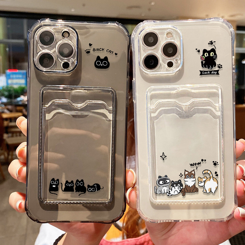 Cute Black Cat Phone Case For  - огляд і ціна Wallets
